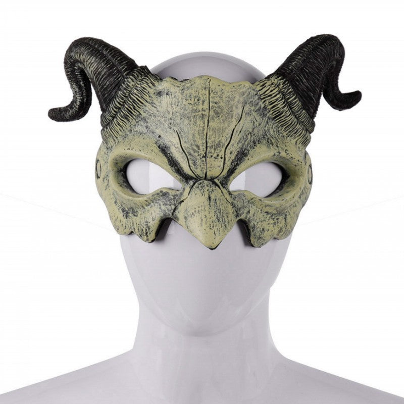Halloween Horn Evil Face Ghost Head Mask