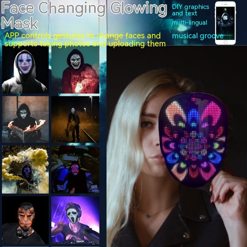 Halloween LED Luminous Face Changing Party Mask