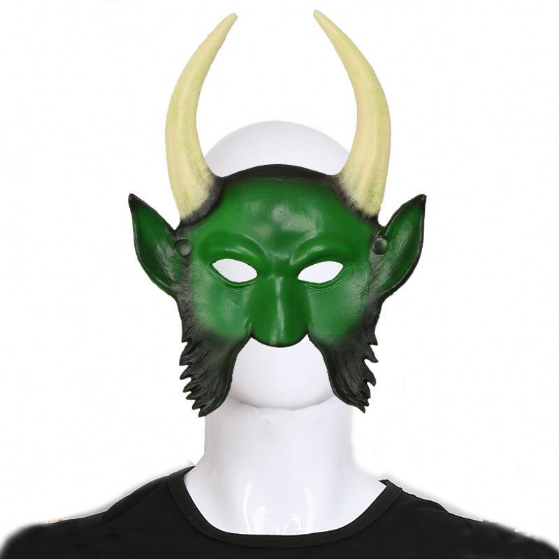 Halloween Horn Evil Face Ghost Head Mask