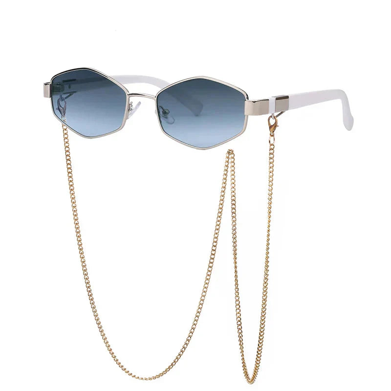 Luxury Hexagon Sunglasses with Chain