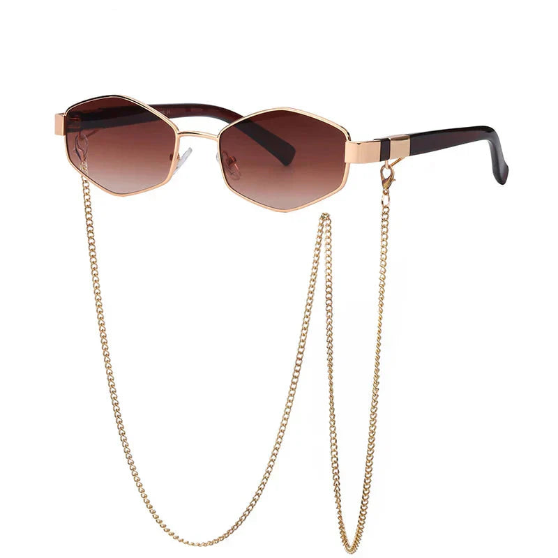 Luxury Hexagon Sunglasses with Chain