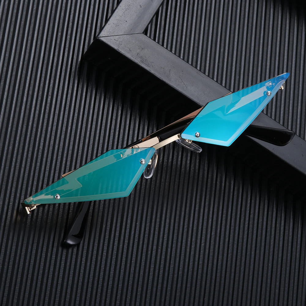 Rimless Sunglasses Diamond Shape Trending Vintage HELLOWEEN Sunglasses