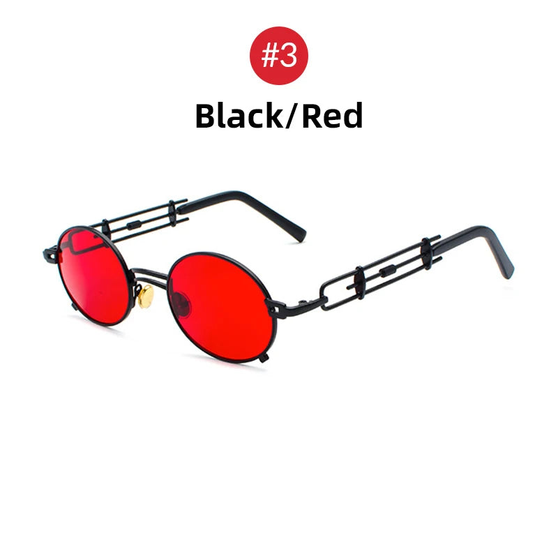 Steampunk Oval Small Metal Frame Men Hip Pop Sunglasses