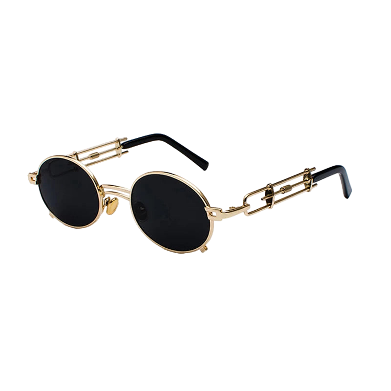 Steampunk Oval Small Metal Frame Men Hip Pop Sunglasses