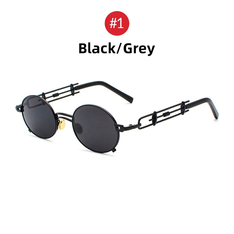 Steampunk Oval Small Metal Frame Men Hip Pop Sunglasses