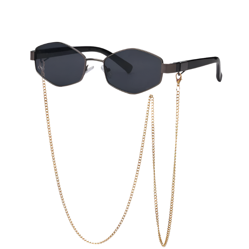 Luxury Hexagon Sunglasses with Chain