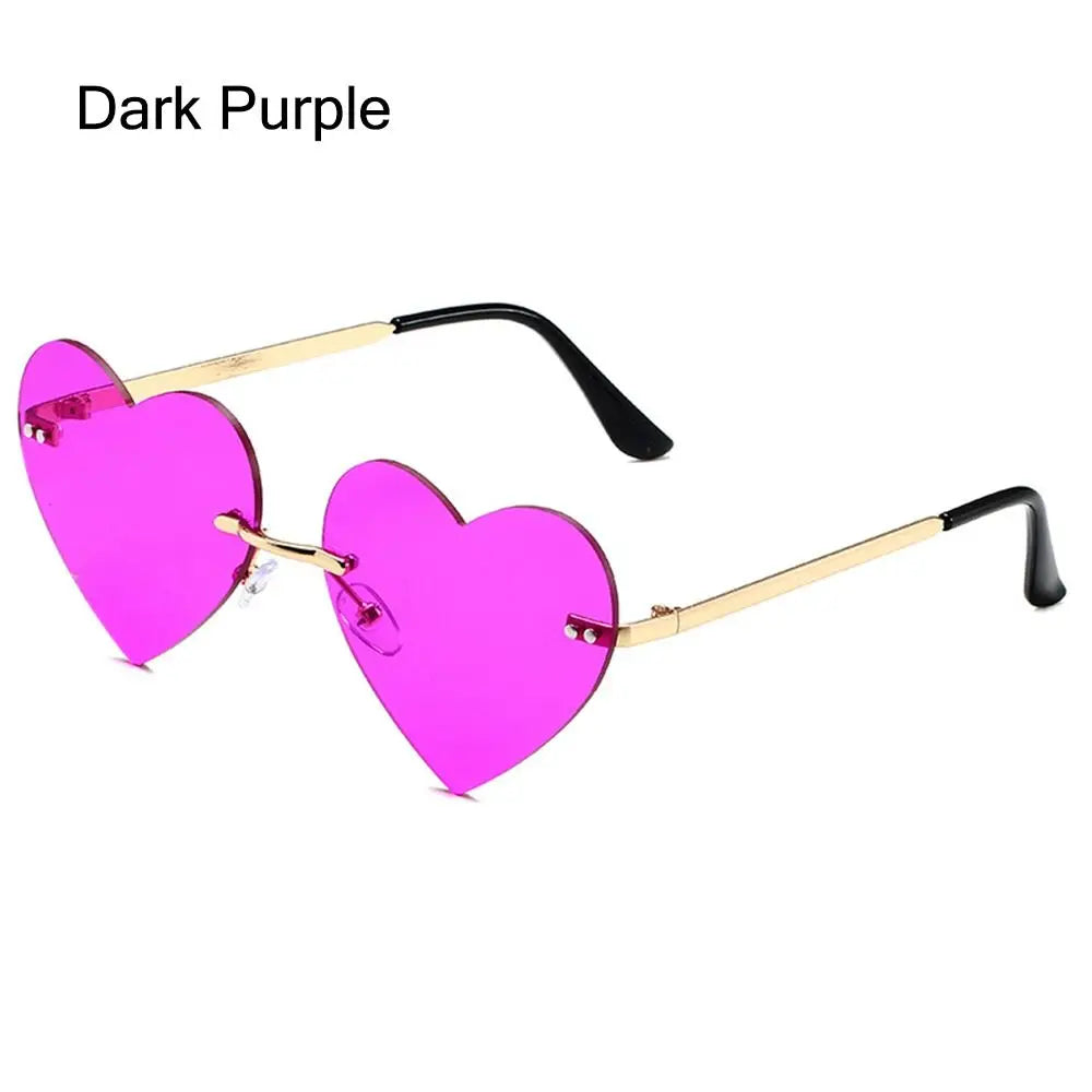 Pink Hipe Costume Party Rimless Heart HELLOWEEN Sunglasses