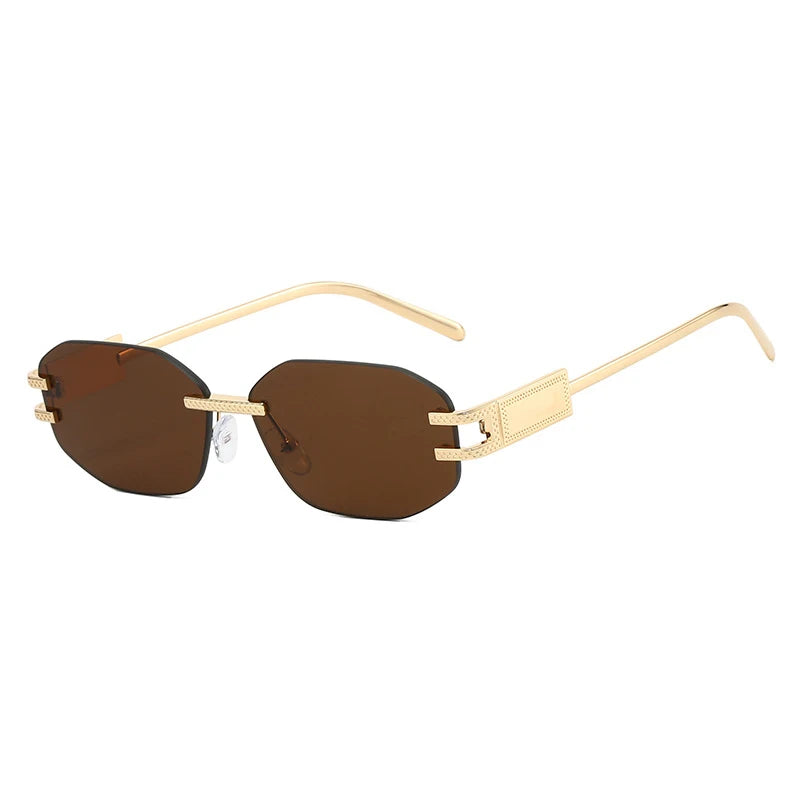 Retro Frameless Trendy Fashion Brand Sun Glasses