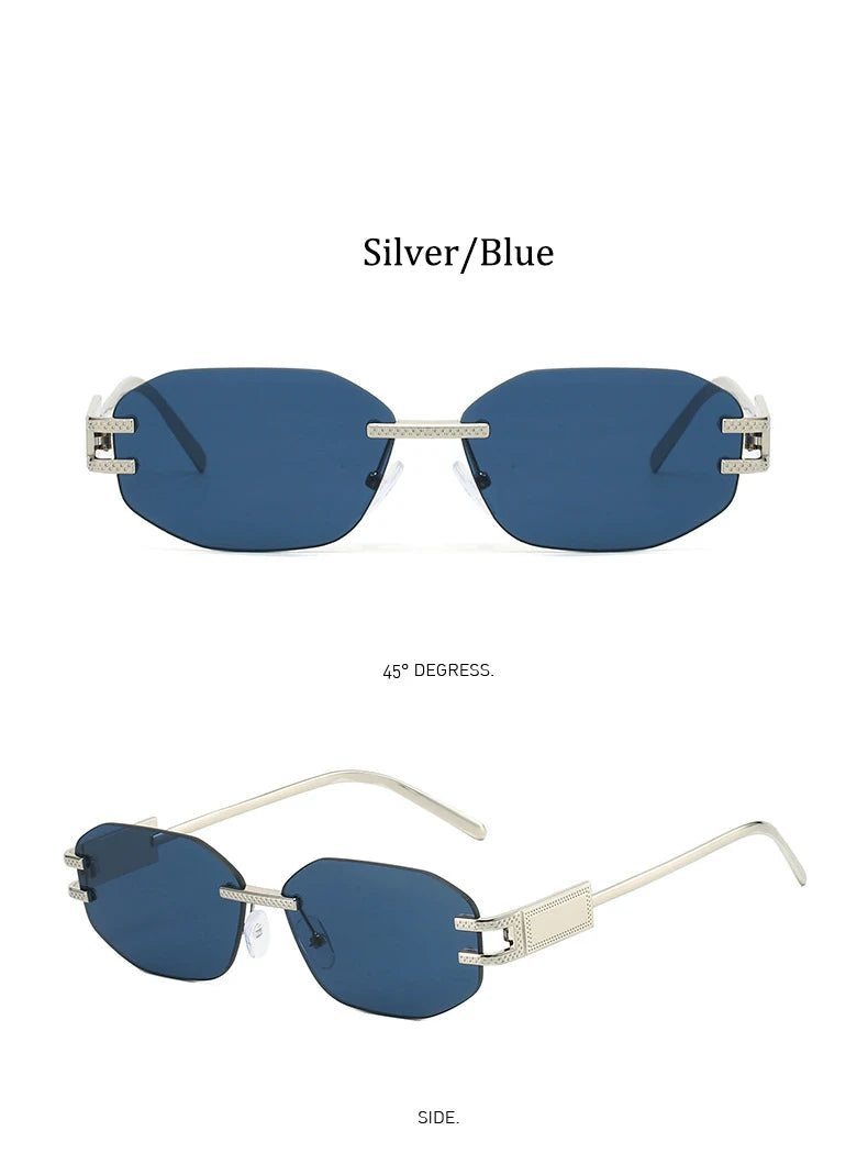 Retro Frameless Trendy Fashion Brand Sun Glasses