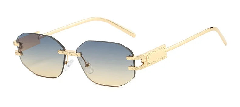 Retro Frameless Trendy Fashion Brand Sun Glasses
