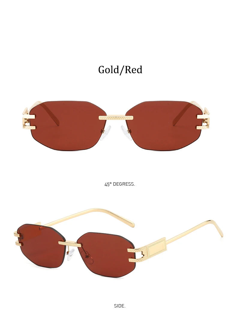 Retro Frameless Trendy Fashion Brand Sun Glasses