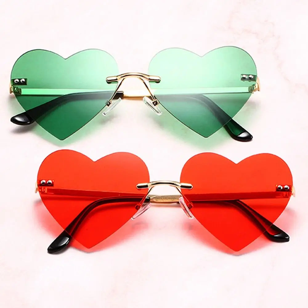 Pink Hipe Costume Party Rimless Heart HELLOWEEN Sunglasses