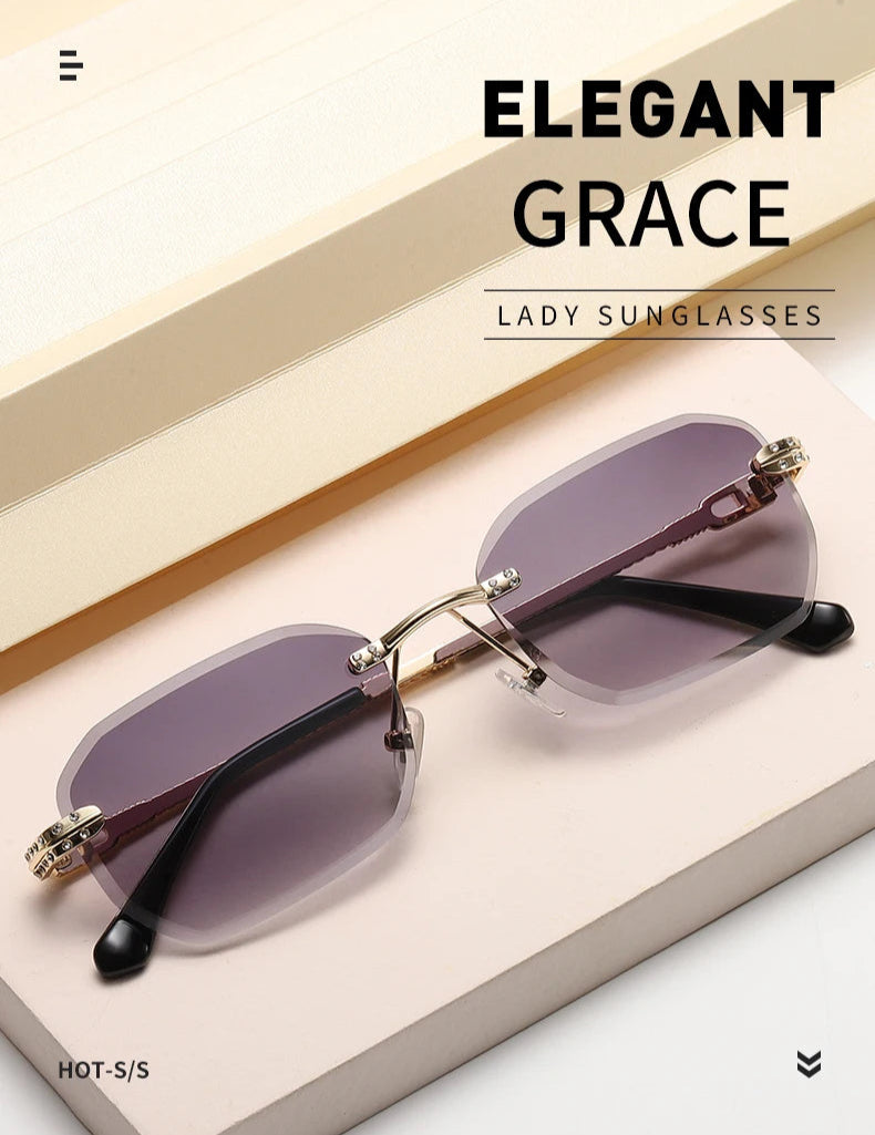 Hiking Rimless Square Anti Light Glasses