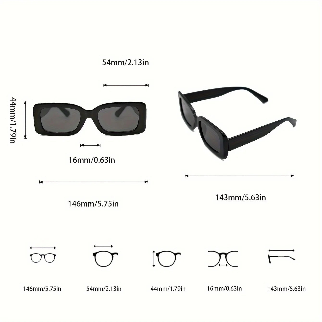 3PCS Y2K Hip Hop Vacation Square fashion Glasses