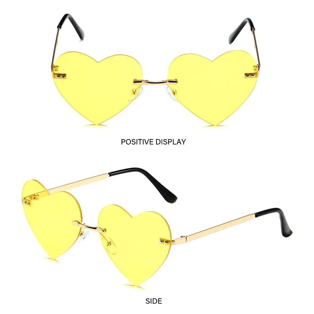 Pink Hipe Costume Party Rimless Heart HELLOWEEN Sunglasses