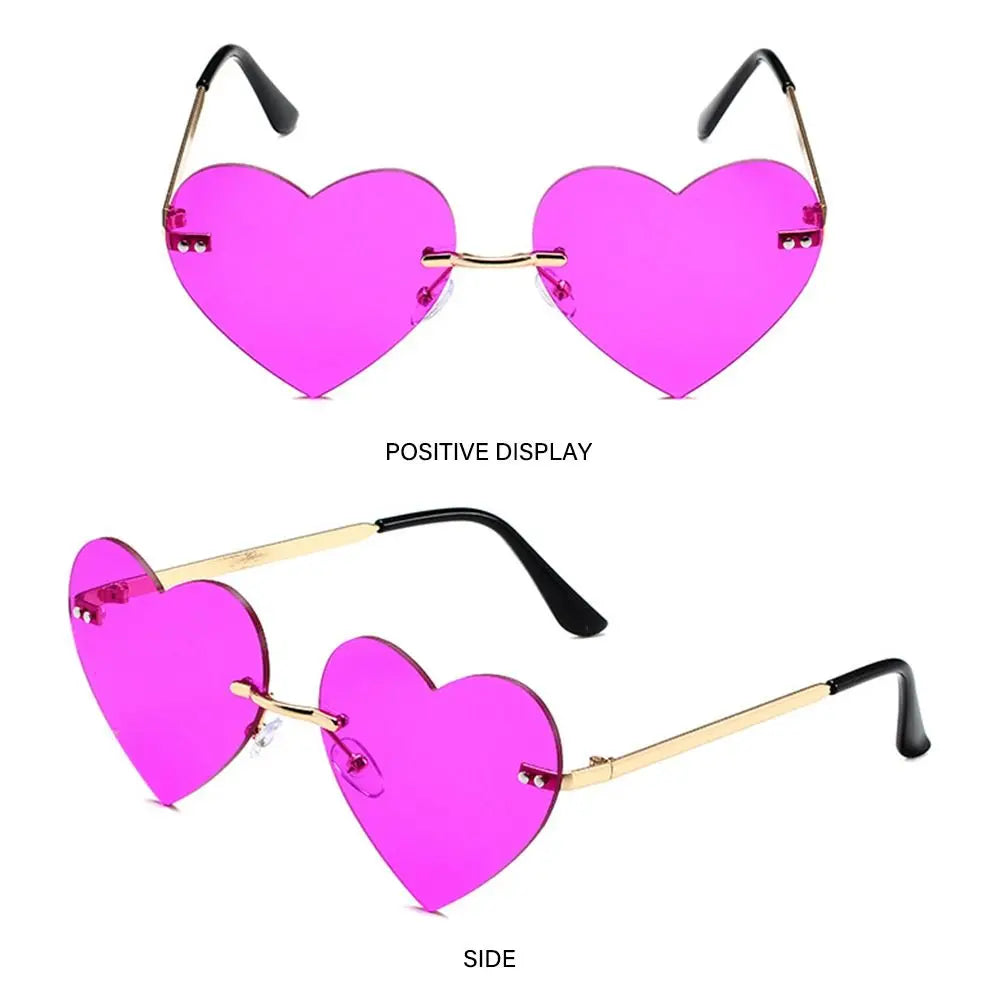 Pink Hipe Costume Party Rimless Heart HELLOWEEN Sunglasses