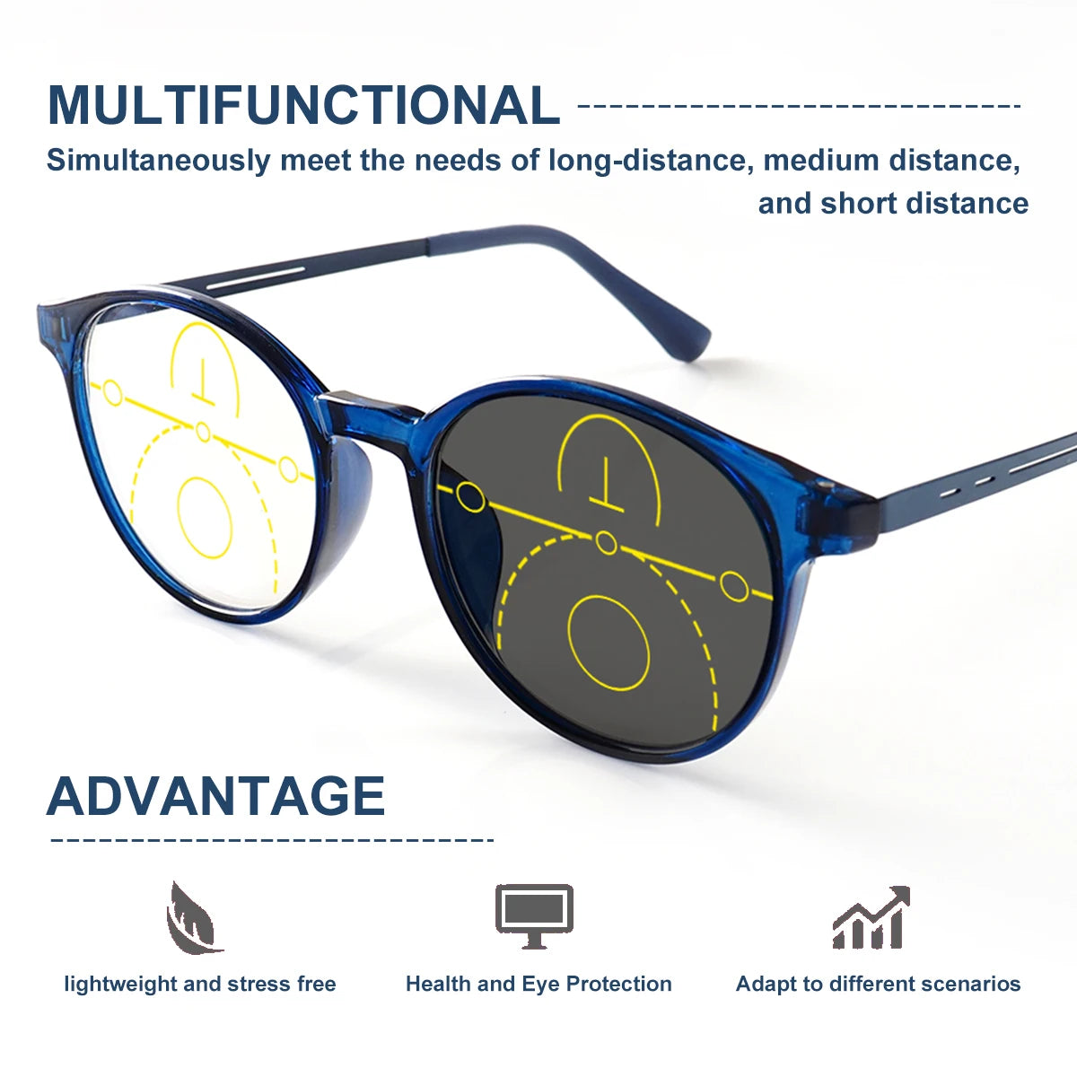 Progressive Multifocal Photochromic Reading Glasses