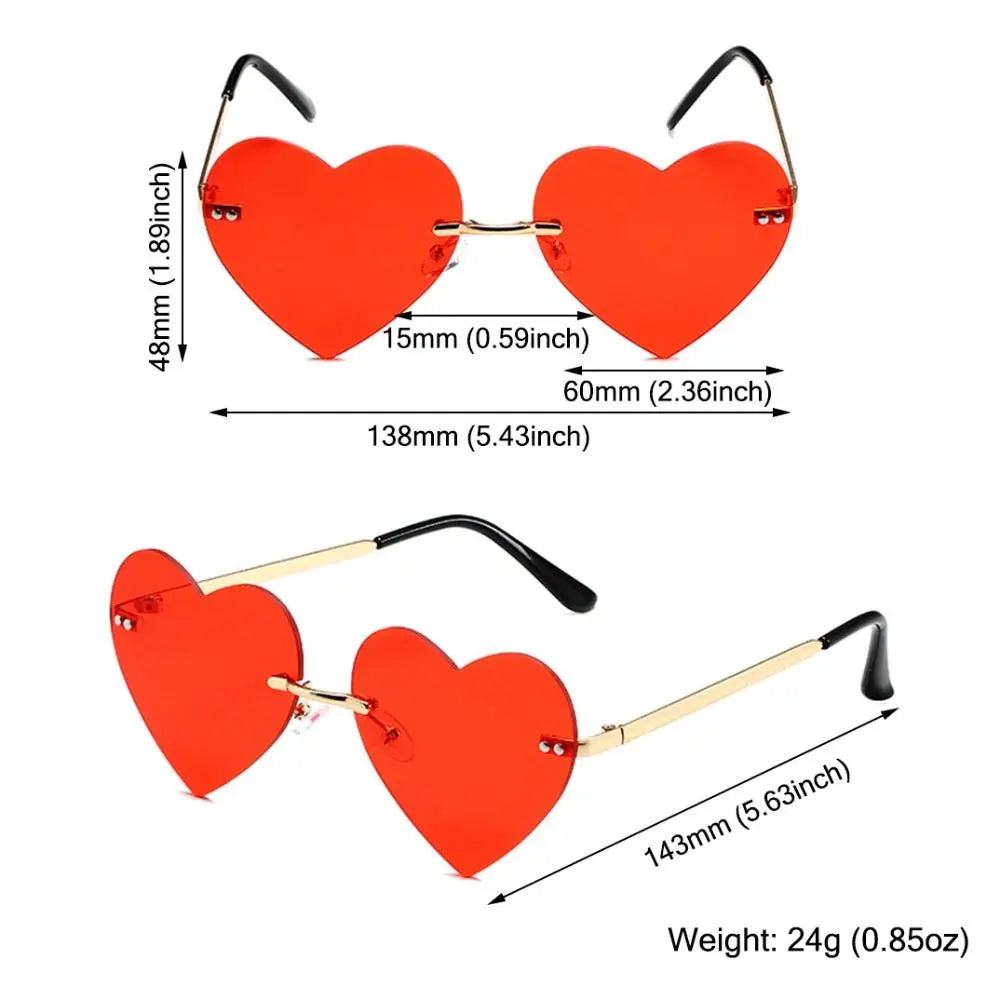 Pink Hipe Costume Party Rimless Heart HELLOWEEN Sunglasses