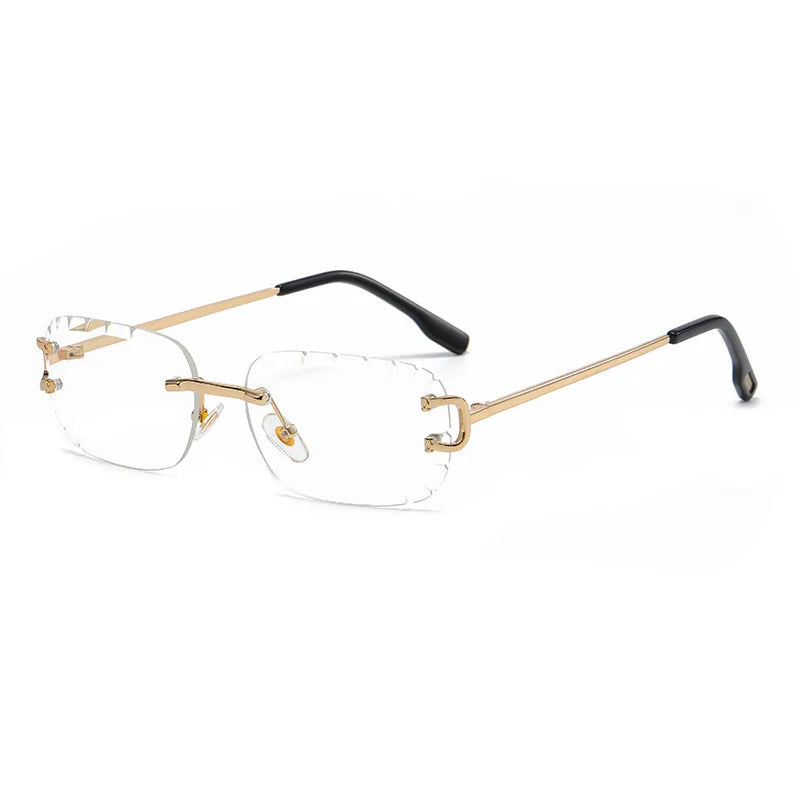 Rimless Rectangle Anti-Glare Cut Edge Sunglasses