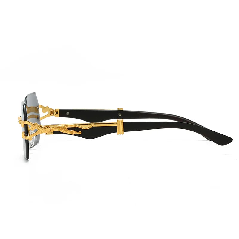 Frameless Cut Edge Hexagon Sunglasses