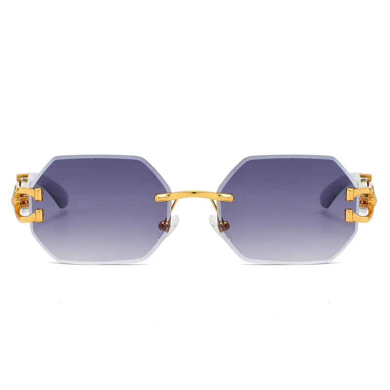 Frameless Cut Edge Hexagon Sunglasses