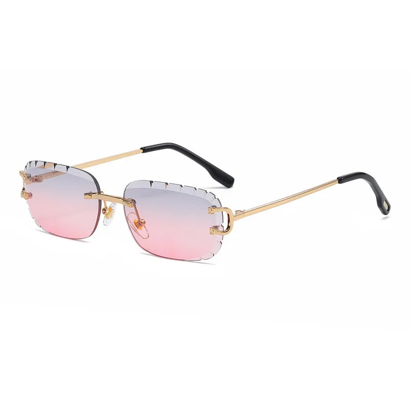 Rimless Rectangle Anti-Glare Cut Edge Sunglasses
