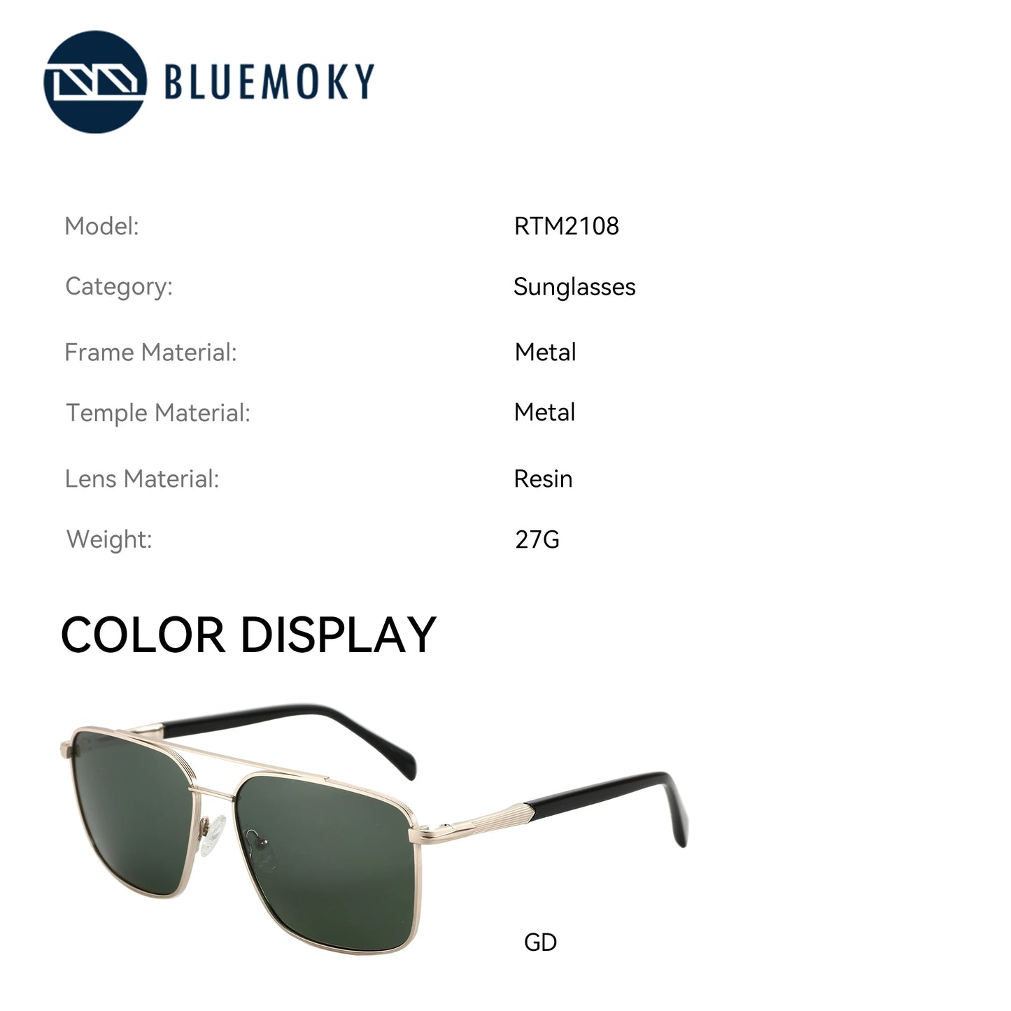 Anti-Blue Metal Aviator Prescription Progressive Sunglasses