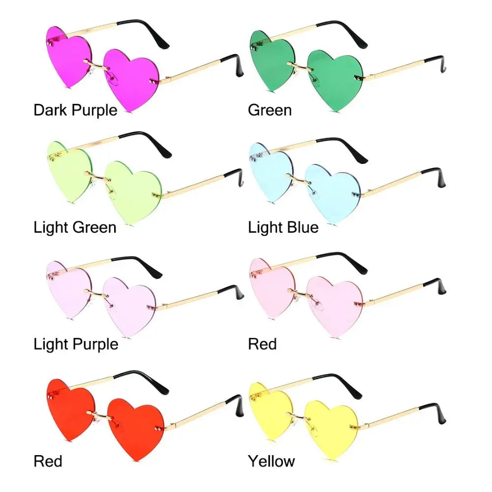 Pink Hipe Costume Party Rimless Heart HELLOWEEN Sunglasses