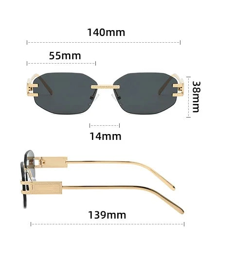 Retro Frameless Trendy Fashion Brand Sun Glasses