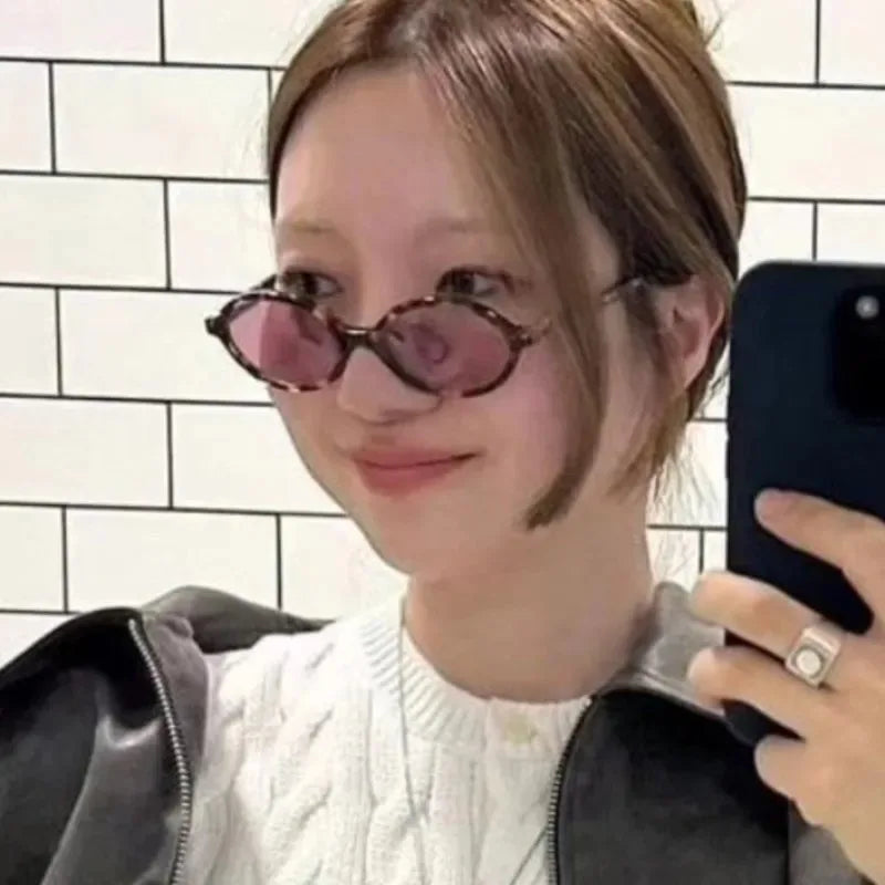 Cute Sexy Lovely Small Oval Leopard Sunglasses