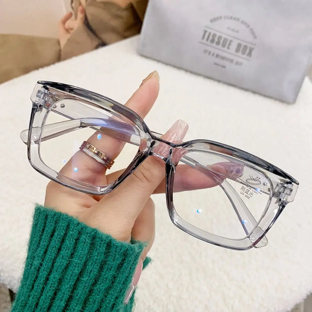 Oversized Square Anti-Blue Light Transparent Frame for Myopia Sunglasses