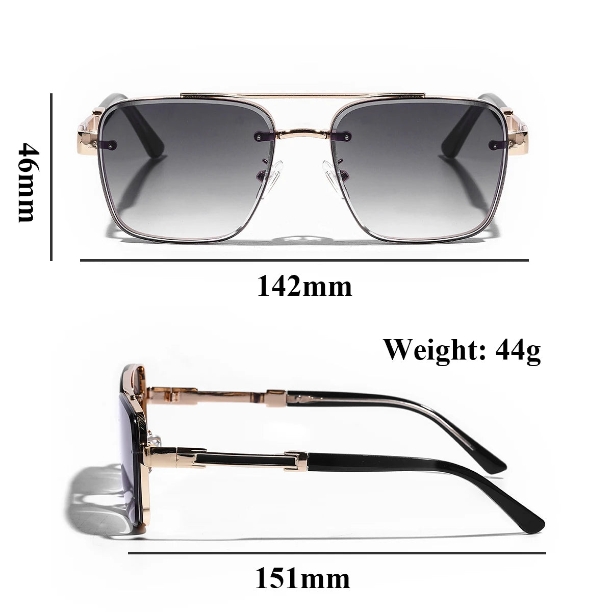 Ruiao Square Pilot Metal Gradient Luxury Sunglasses
