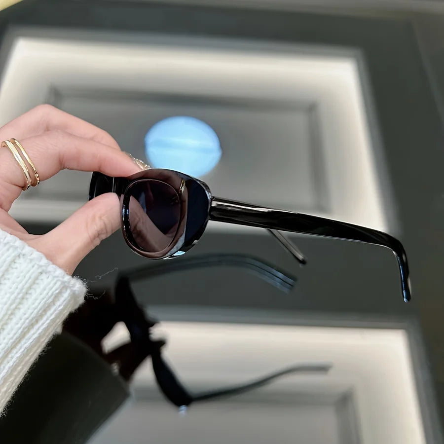 Unisex Small Square Vintage Black Designer Sunglasses