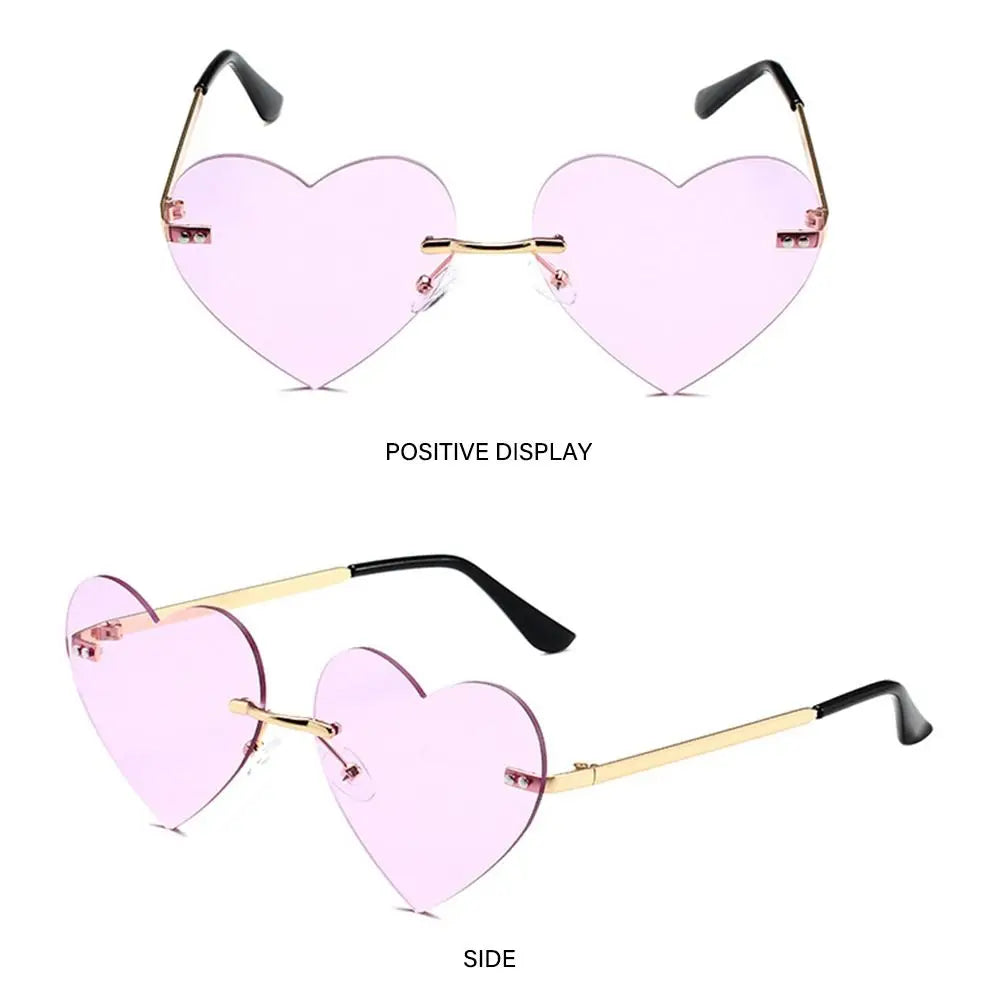Pink Hipe Costume Party Rimless Heart HELLOWEEN Sunglasses