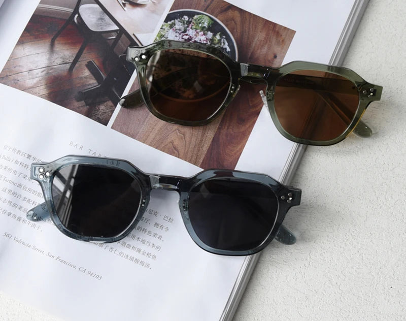 Peekaboo Korean Retro TR90 Polygon Polarized Sunglasses