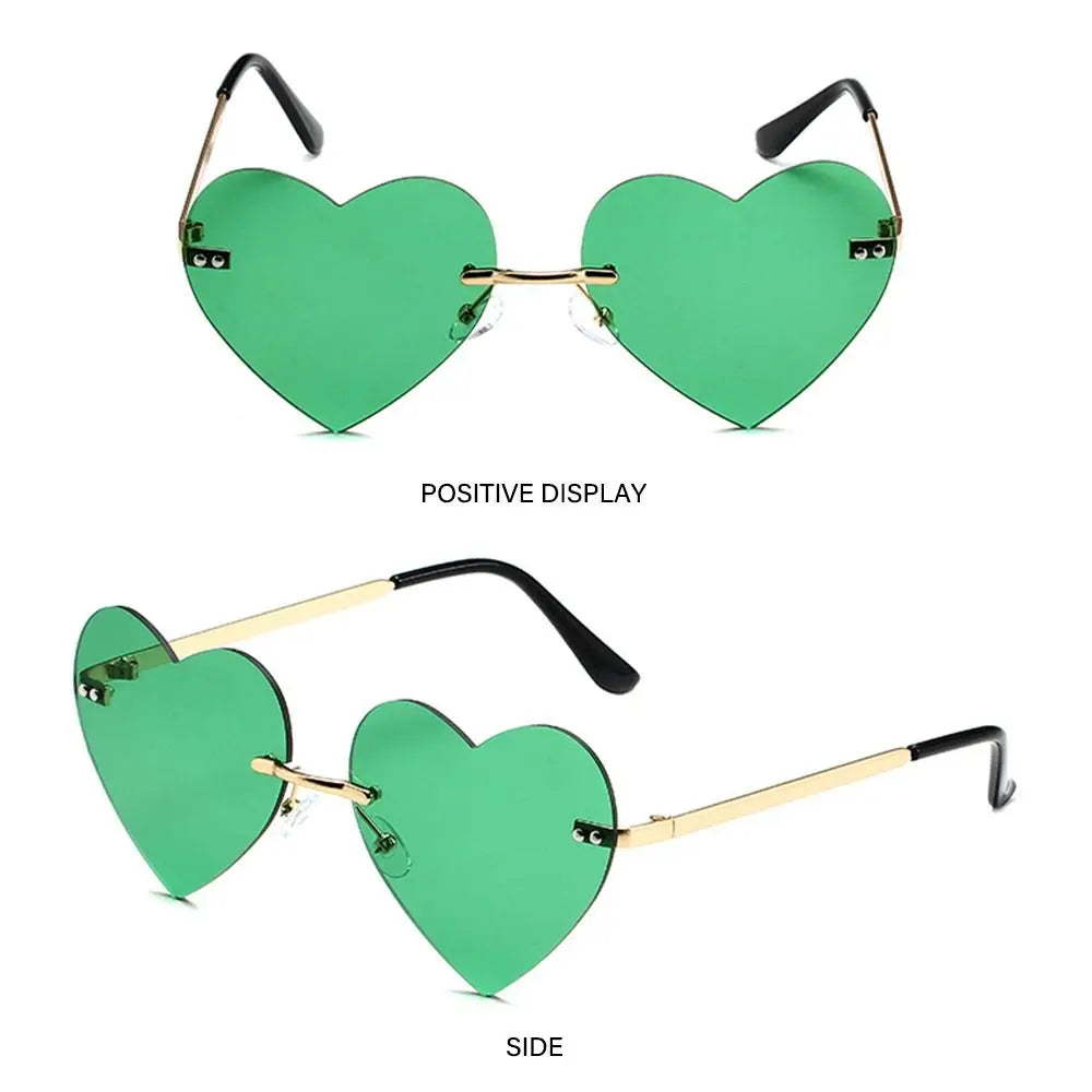 Pink Hipe Costume Party Rimless Heart HELLOWEEN Sunglasses