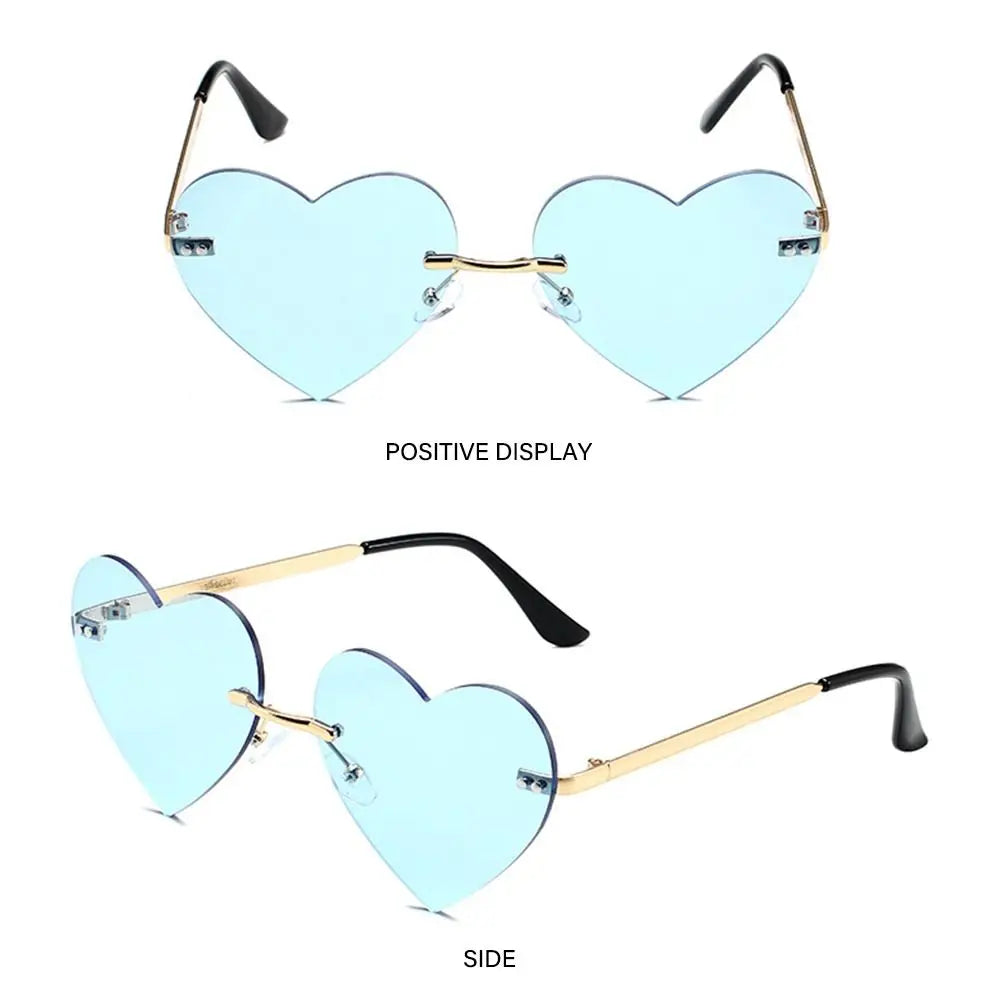 Pink Hipe Costume Party Rimless Heart HELLOWEEN Sunglasses