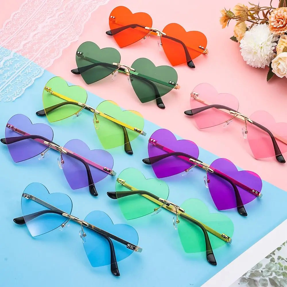 Pink Hipe Costume Party Rimless Heart HELLOWEEN Sunglasses