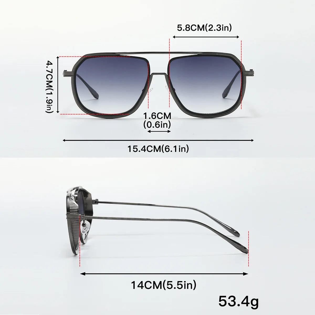 Metallic Pilot Frame Casual Gradient Premium Sunglasses