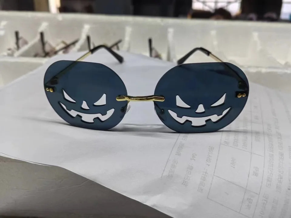 Halloween Alloy Oval Cutout Pumpkin Glasses