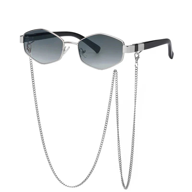 Luxury Hexagon Sunglasses with Chain