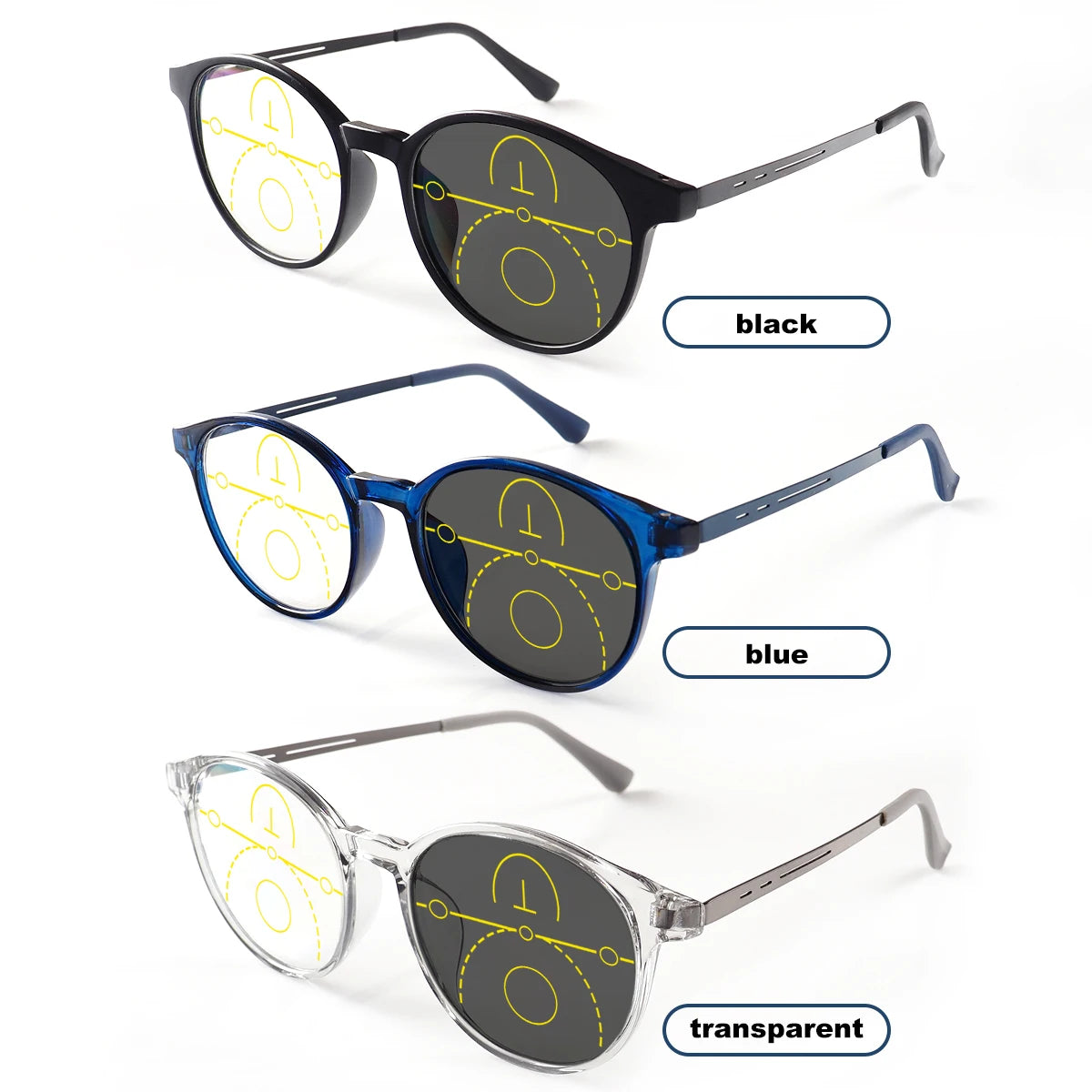Progressive Multifocal Photochromic Reading Glasses