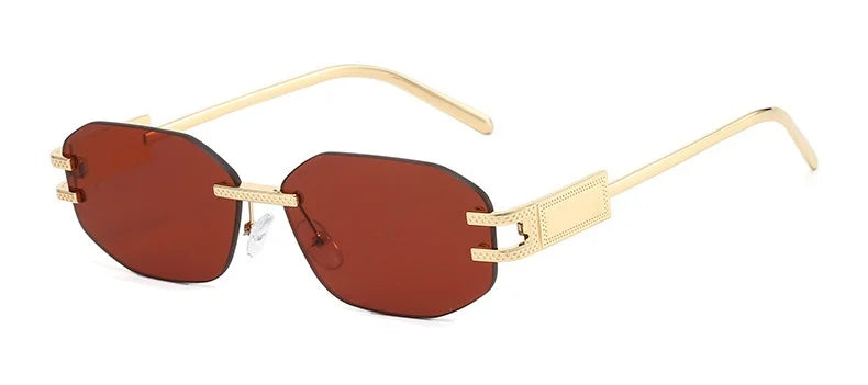 Retro Frameless Trendy Fashion Brand Sun Glasses