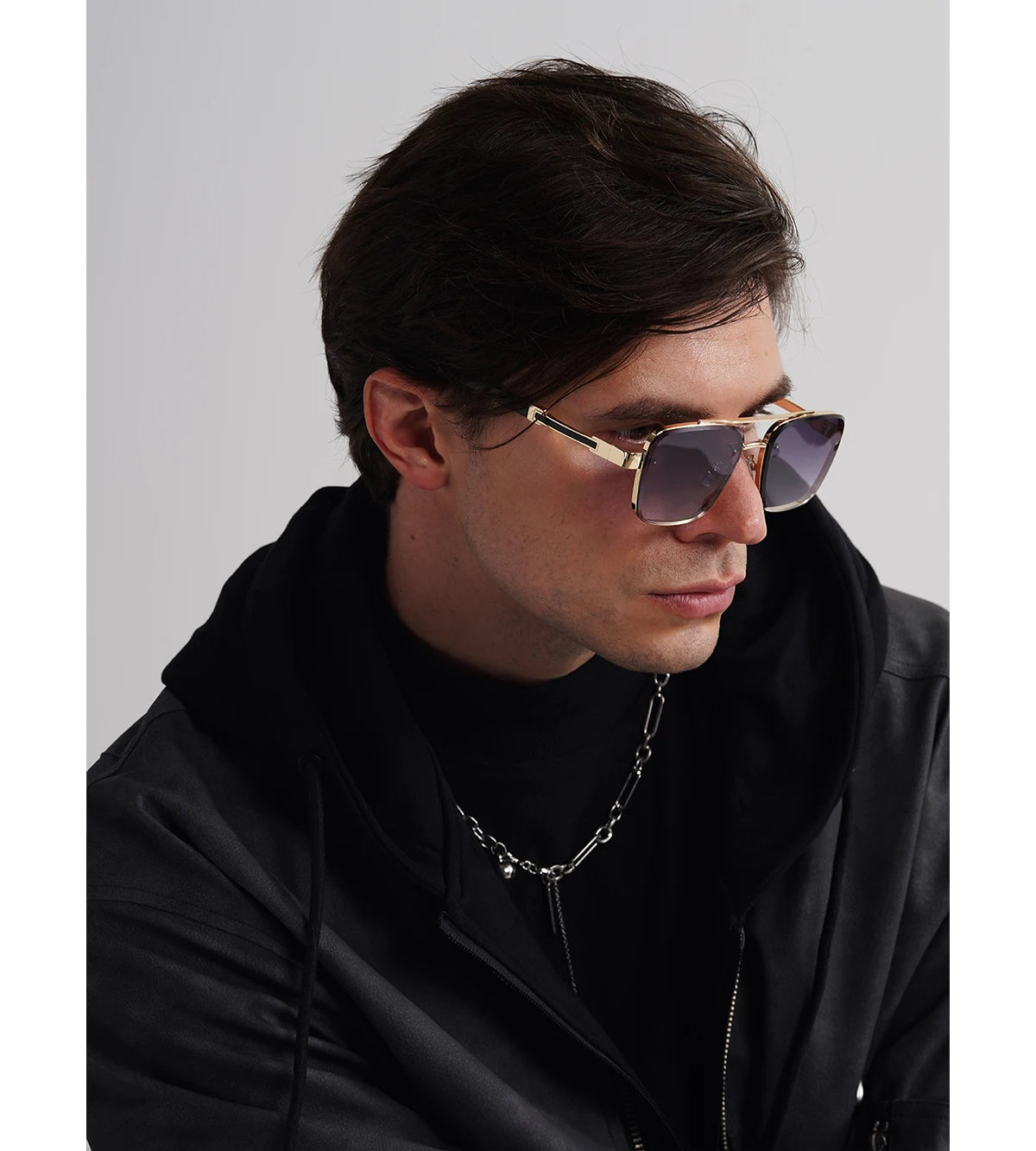 Ruiao Square Pilot Metal Gradient Luxury Sunglasses
