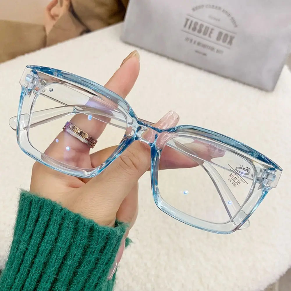 Oversized Square Anti-Blue Light Transparent Frame for Myopia Sunglasses