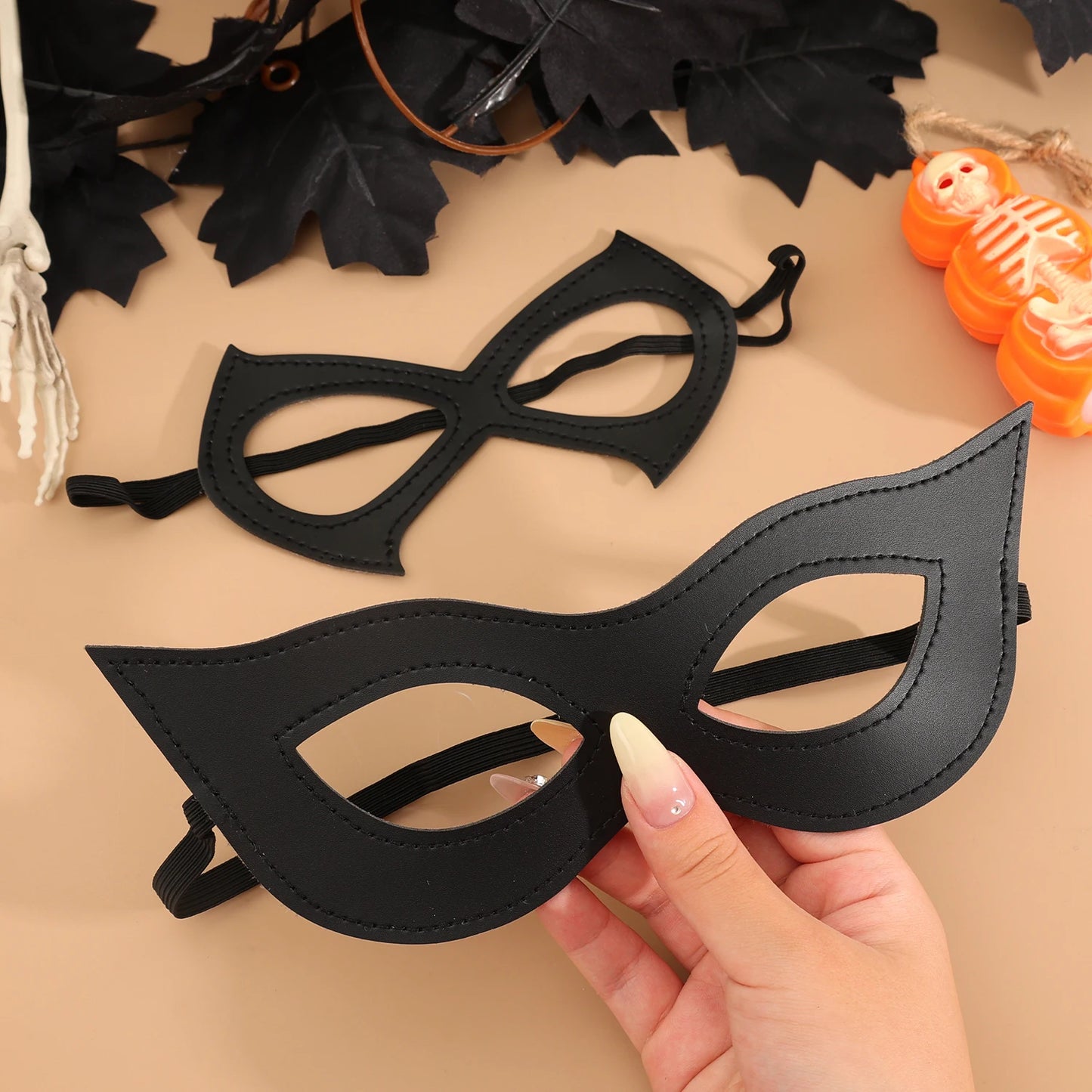 Half Face Mask Elastic Band Black Eye Mask Halloween Party