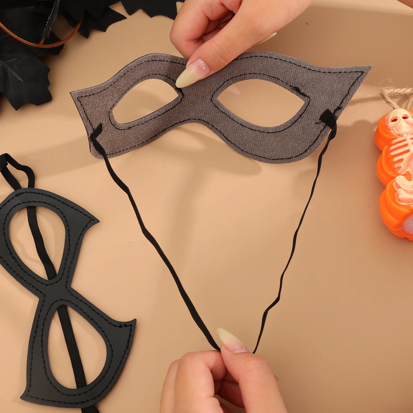 Half Face Mask Elastic Band Black Eye Mask Halloween Party