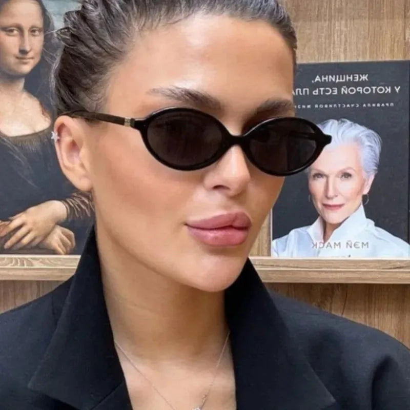 Cute Sexy Lovely Small Oval Leopard Sunglasses
