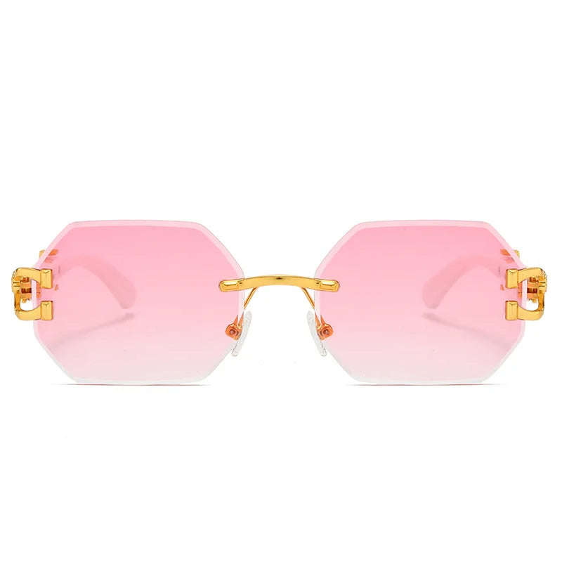 Frameless Cut Edge Hexagon Sunglasses