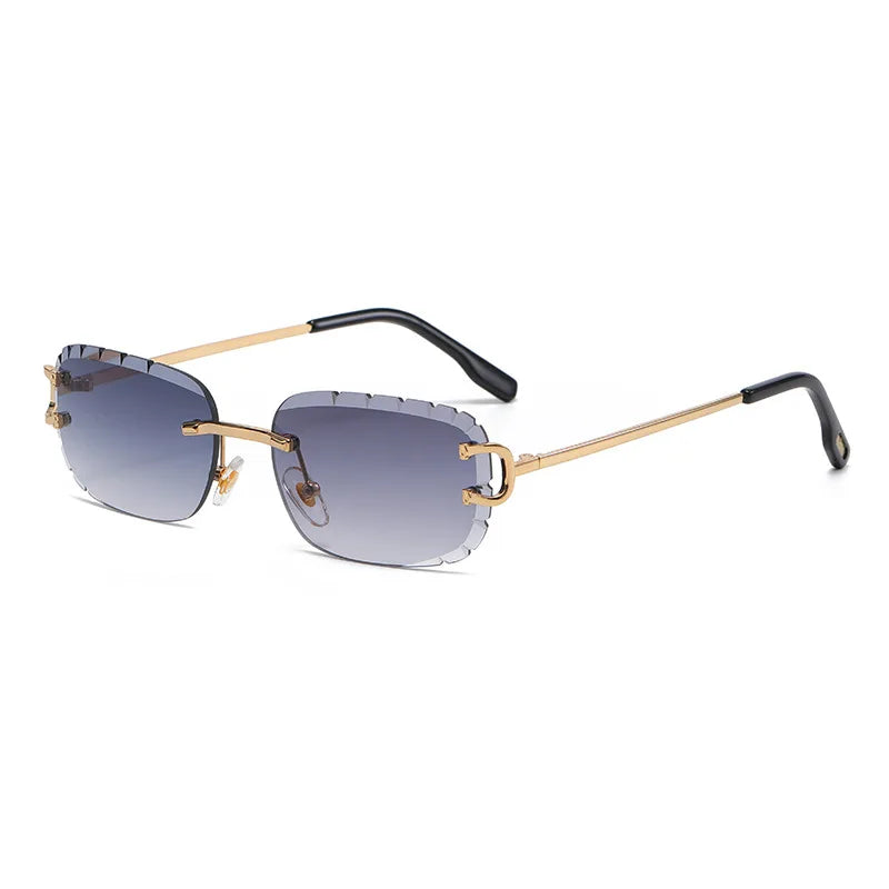 Rimless Rectangle Anti-Glare Cut Edge Sunglasses